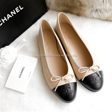 chanel ballet flats black quilted|chanel flats beige and black.